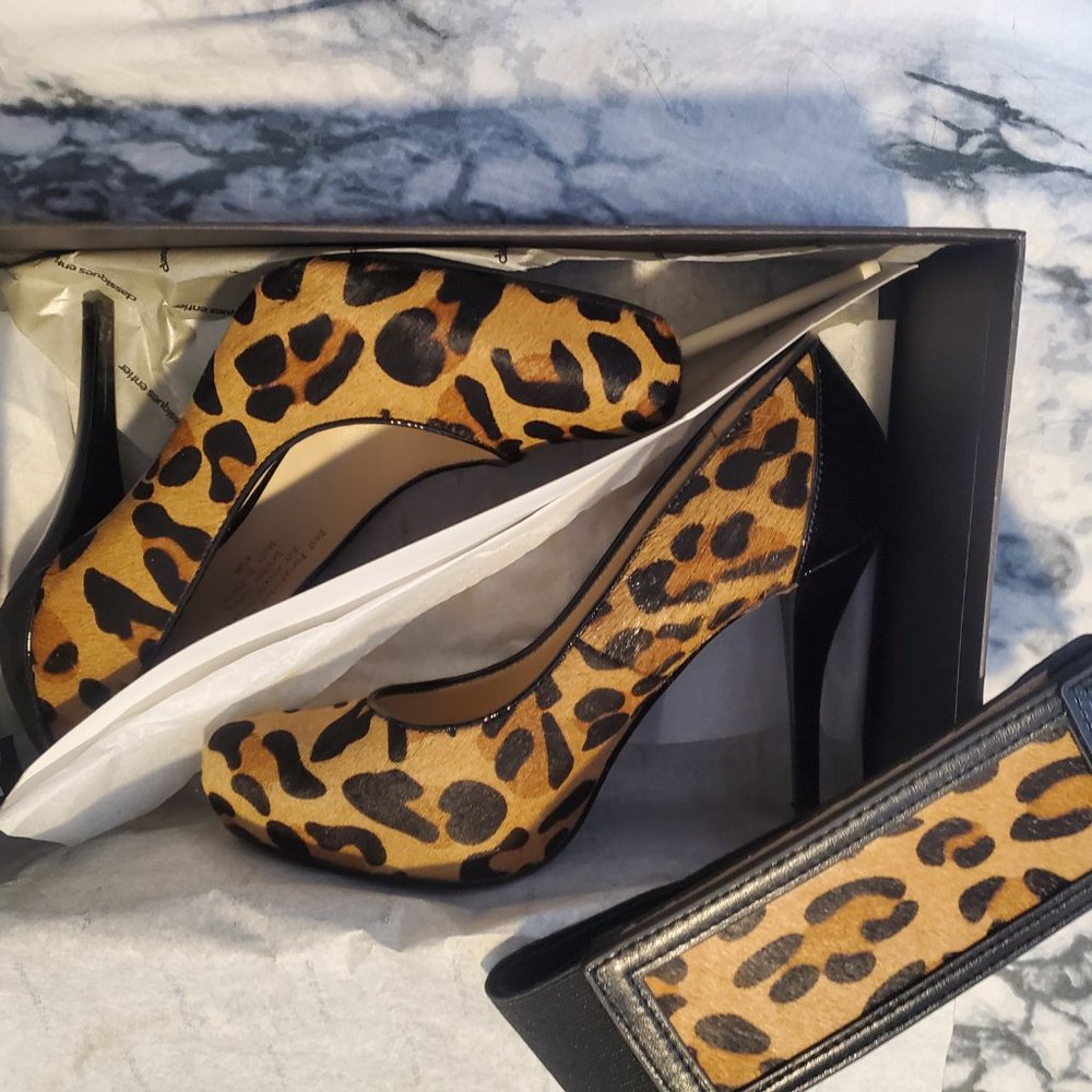 Leopard print heels with matching Belt